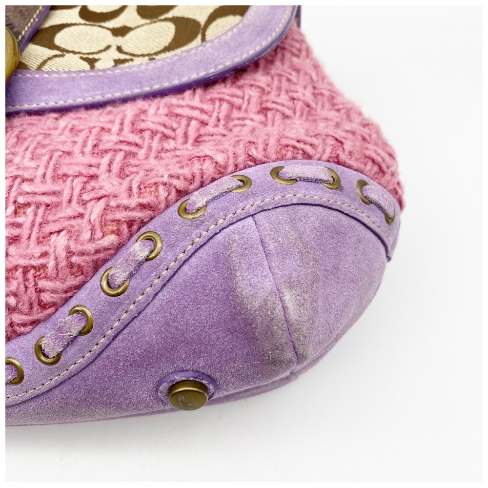 Coach Y2K Rare Pink and Purple Tweed Handbag DISCONTINUED - Picture 7 of 11